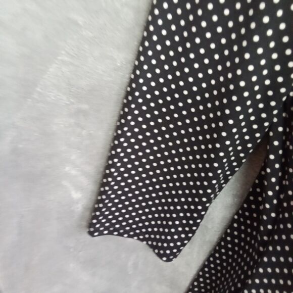 FYLO Women Medium Blouse Black And White‎ Polka Dot V Neck Long Sleeve Y2K 90s - Picture 4 of 8
